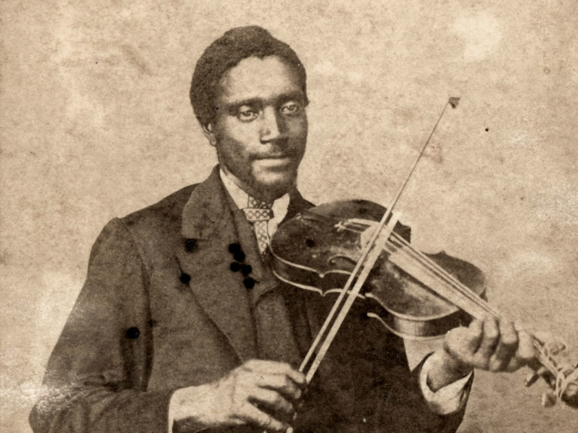 Hannibal Turner holding a fiddle, carte de visite circa 1866